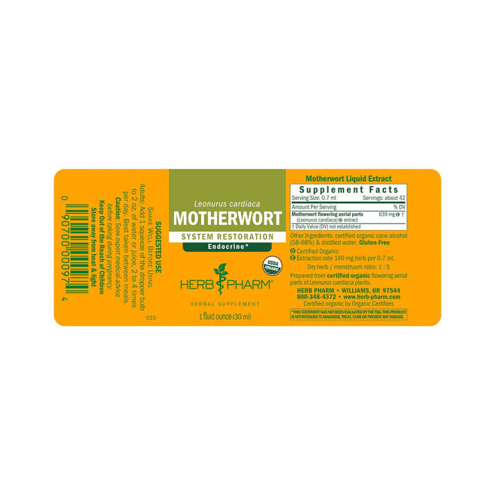 Herb Pharm Motherwort supplement facts label