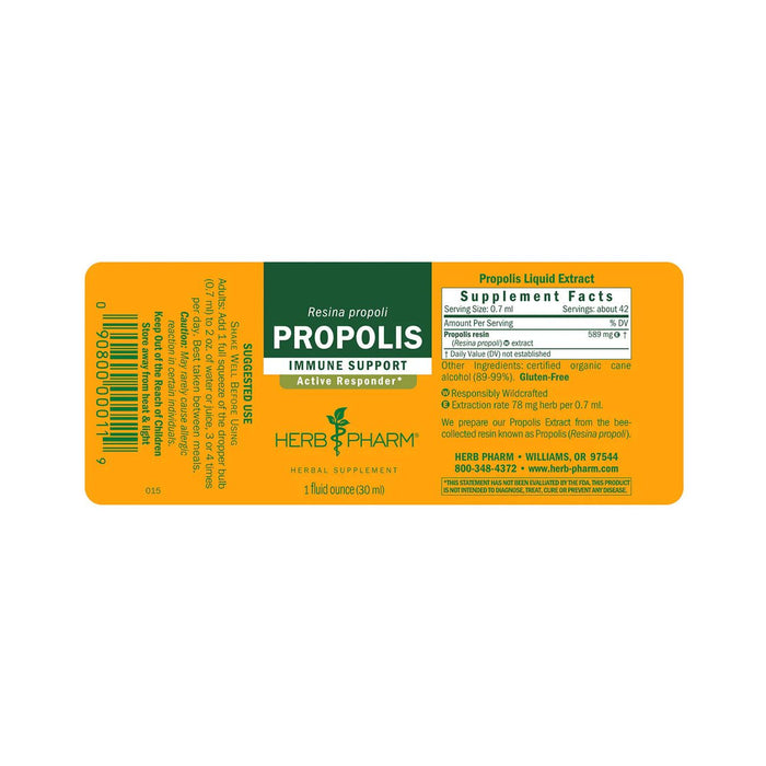 Herb Pharm Propolis (Resina propoli) supplement facts label
