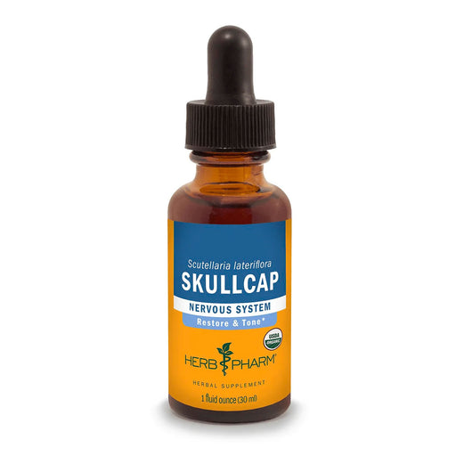 Herb Pharm Skullcap (Scutellaria lateriflora), 1 fl oz, front of dropper bottle