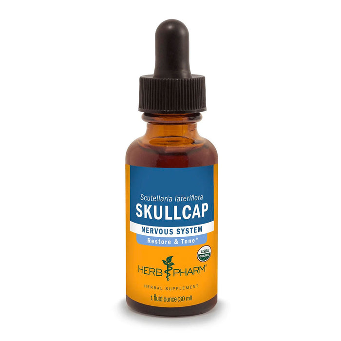 Herb Pharm Skullcap (Scutellaria lateriflora), 1 fl oz, front of dropper bottle