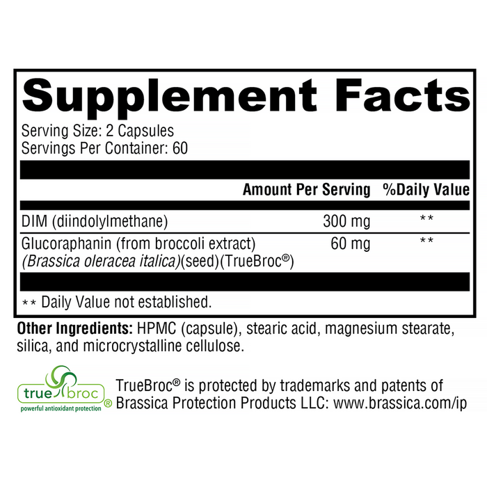 Supplement facts label with detailed nutritional information on a white background