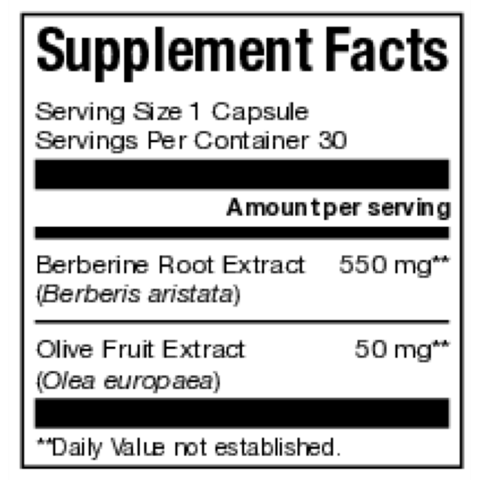 HumanN Berberine Complex 30 capsules supplement facts label