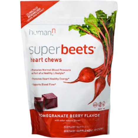 HumanN SuperBeets Heart Chews, 60 soft chews, front of pouch