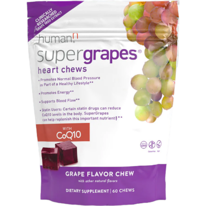 HumanN SuperGrapes with CoQ10, 60 soft chews, front of pouch
