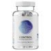Supplement bottle labels Control with a white lid a white and blue background 