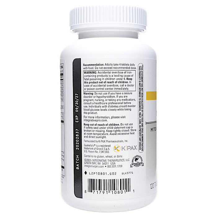 Integrative Therapeutics K-Pax Mitonutrients 120 tablets suggested use label