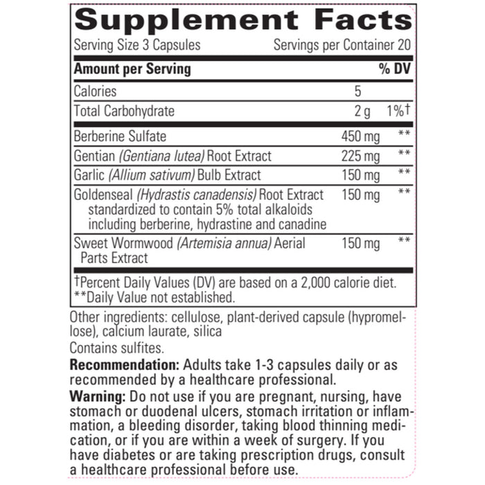 Integrative Therapeutics Para-Gard 60 capsules supplement facts label