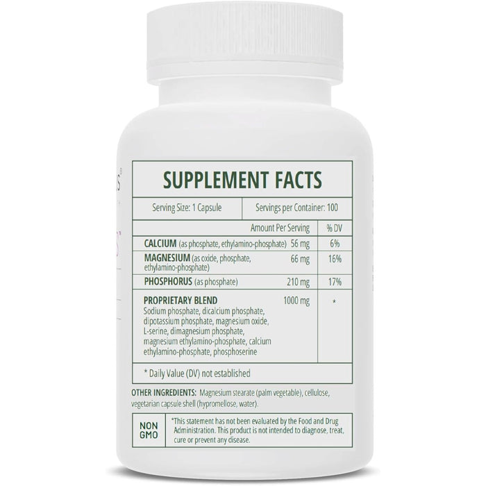 InterPlexus Seriphos 100 veg capsules supplement facts label