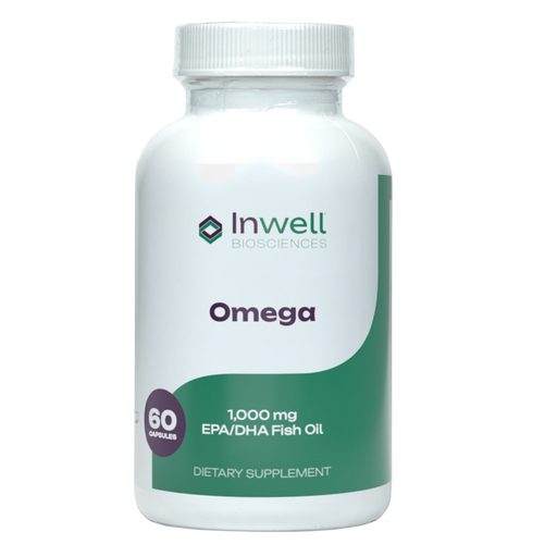 Inwell Biosciences Omega 1,000 mg, 60 softgels, front of bottle