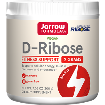 Jarrow Formulas D-Ribose Powder (100% Pure), 200 g, front of jar