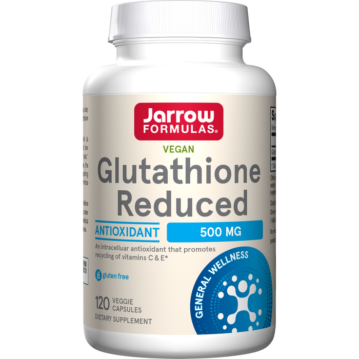 Jarrow Formulas Glutathione Reduced 500 mg, 120 veggie capsules, front of bottle