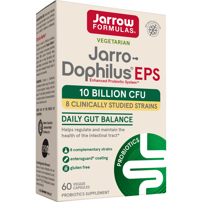 Jarrow Formulas Jarro-Dophilus EPS 10 Billion CFU, 60 veggie capsules, front of box