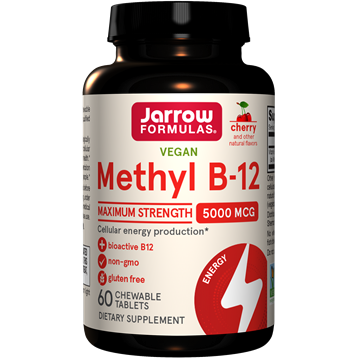 Jarrow Formulas Methyl B-12 5000 mcg, 60 chewable tablets, front of bottle