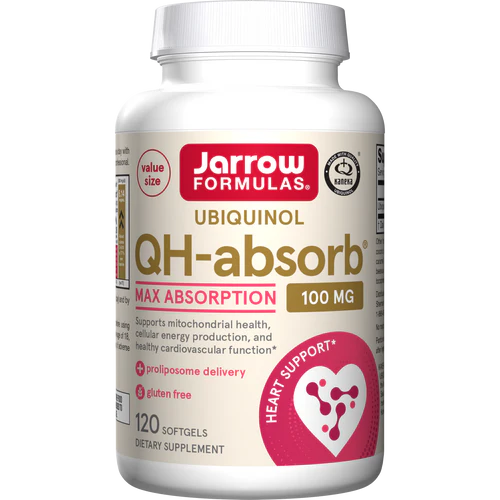 Jarrow Formulas Ubiquinol QH-Absorb 100 mg, 120 softgels, front of bottle