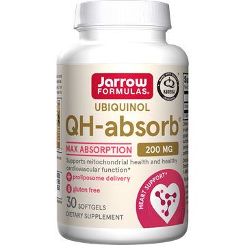 Jarrow Formulas Ubiquinol QH-Absorb 200 mg, 30 softgels, front of bottle