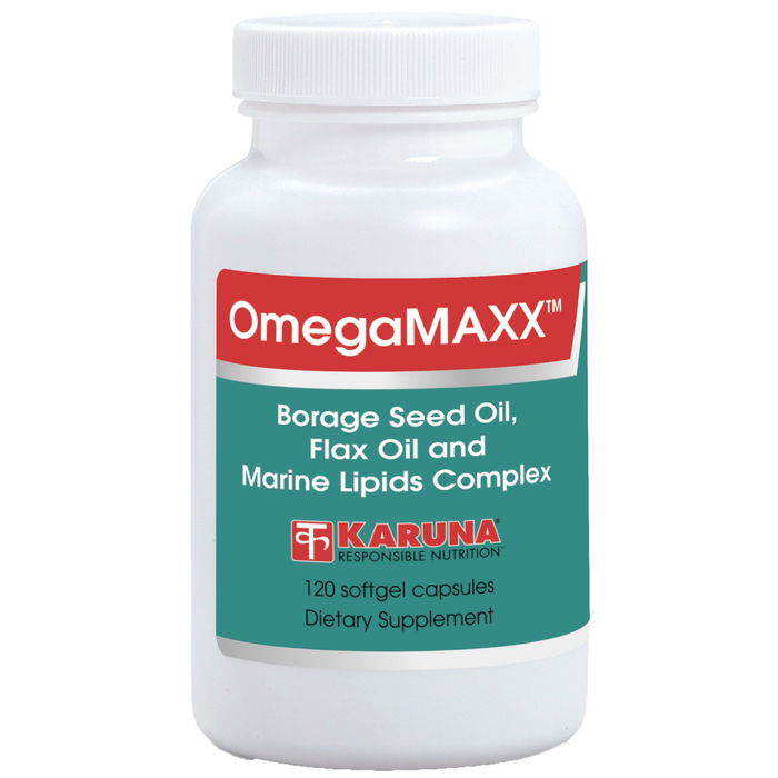 Karuna OmegaMAXX, 120 softgels, front of bottle