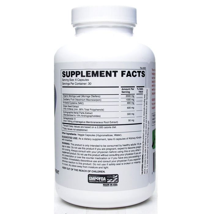 A white plastic bottle of EmpCFDA supplement capsules shown from the back, displaying the Supplement Facts label with a white cap on a clean white background.