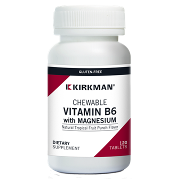 Kirkman Labs Chewable Vitamin B6 with Magnesium, 120 chewable tablets, front of bottle