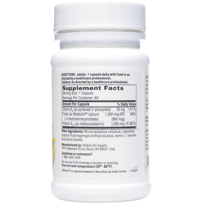 Active B Trio 60 caps by Klaire Labs/SFI Health, Supplement Facts label