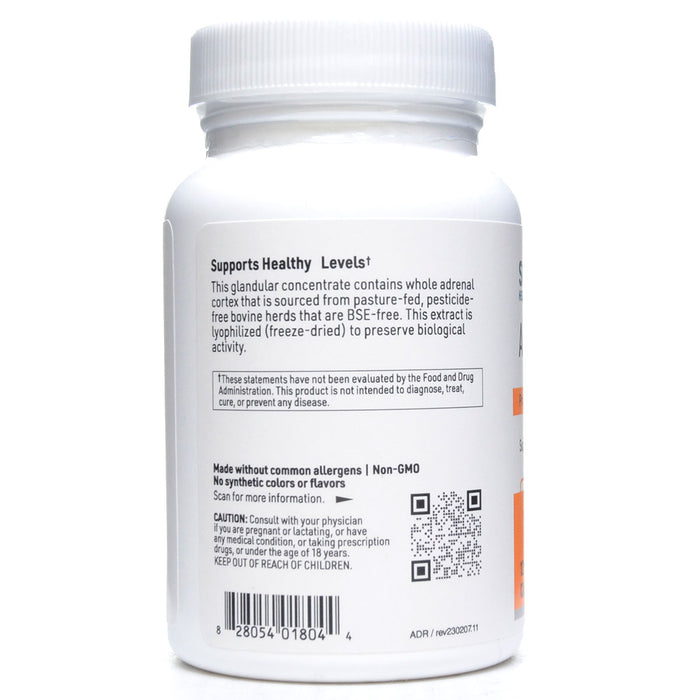 Klaire Labs/SFI Health Adrenal Cortex 120 capsules label information panel