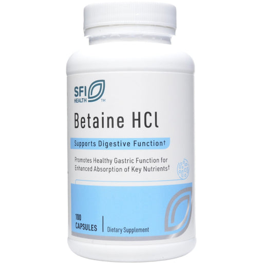 Klaire Labs/SFI Health Betaine HCL 648 mg, 100 capsules, front of bottle