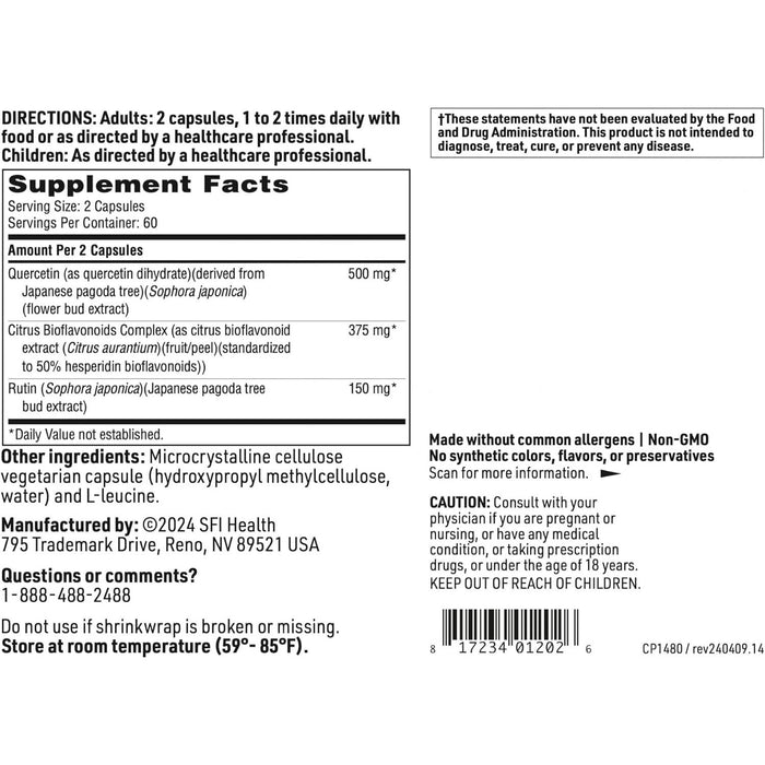 Klaire Labs/SFI Health Bioflavonoid Complex with Quercetin 120 capsules full label