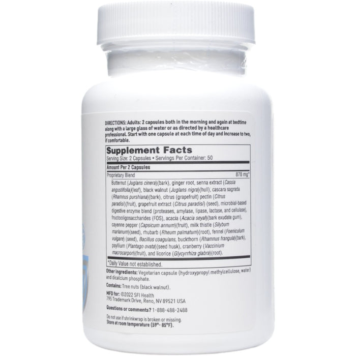 Klaire Labs/SFI Health Colon Cleanse 100 capsules supplement facts label