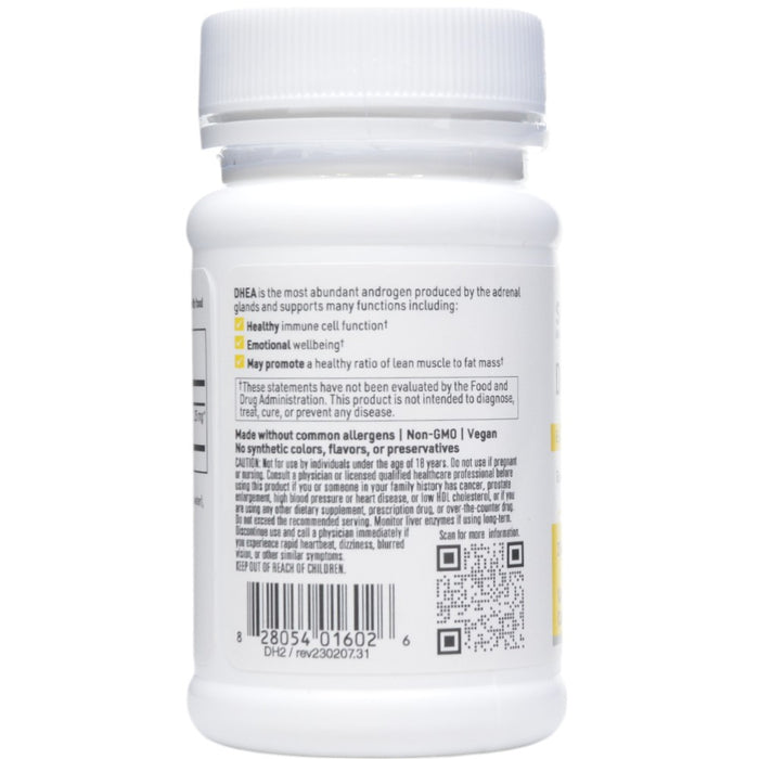 Klaire Labs/SFI Health DHEA 25 mg 100 capsules label information panel