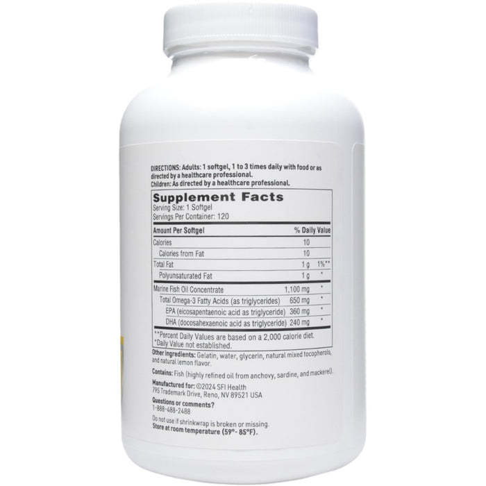 Klaire Labs/SFI Health Eicosamax TG 120 softgels supplement facts label