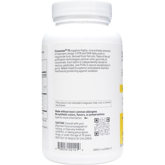 Klaire Labs/SFI Health Eicosamax TG 60 softgels label information panel