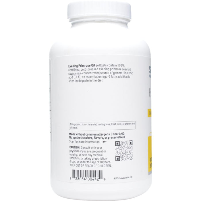 Klaire Labs/SFI Health Evening Primrose Oil 100 softgels label information panel