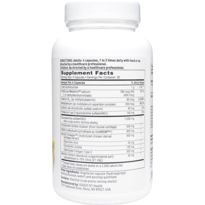 Klaire Labs/SFI Health Joint Support Formula 120 capsules supplement facts label