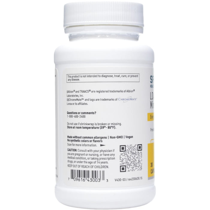 LDA Trace Mineral Complex 30 vcaps by Klaire Labs/SFI Health, bottle label