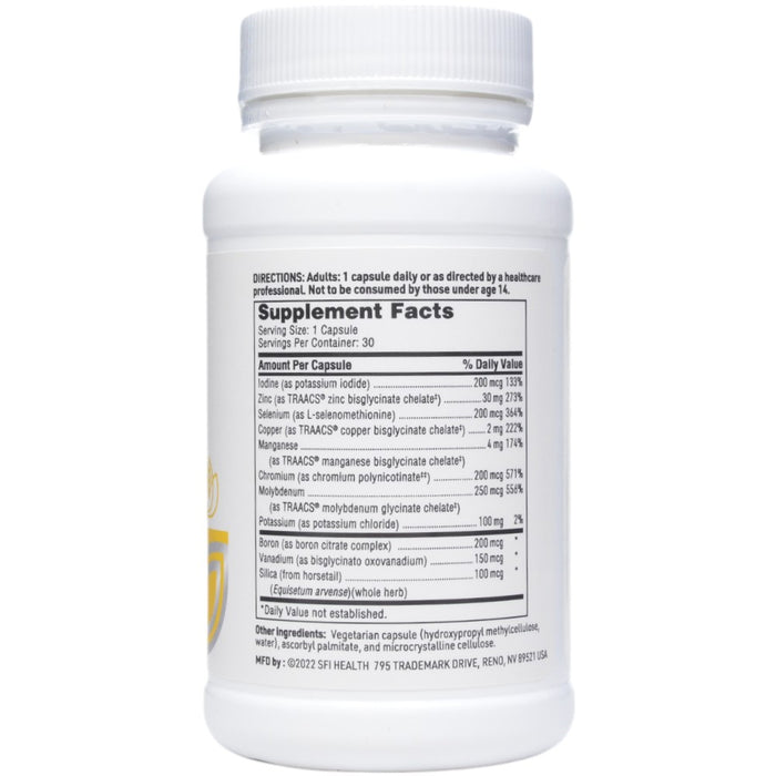 LDA Trace Mineral Complex 30 vcaps by Klaire Labs/SFI Health, Supplement Facts label