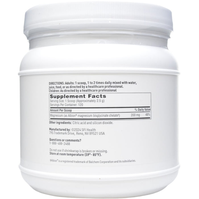 Magnesium Glycinate Powder 10.58 oz by Klaire Labs/SFI Health, Supplement Facts label