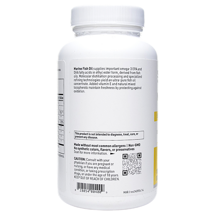 Marine Fish Oil 100 gels by Klaire Labs/SFI Health, Directions label