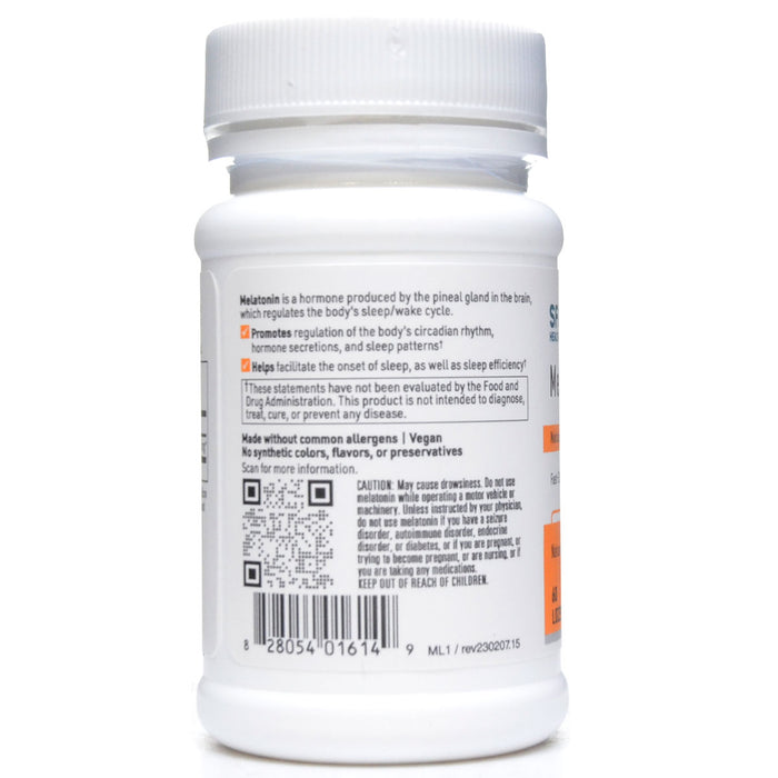 Klaire Labs/SFI Health Melatonin Lozenge 1 mg 60 lozenges label information panel
