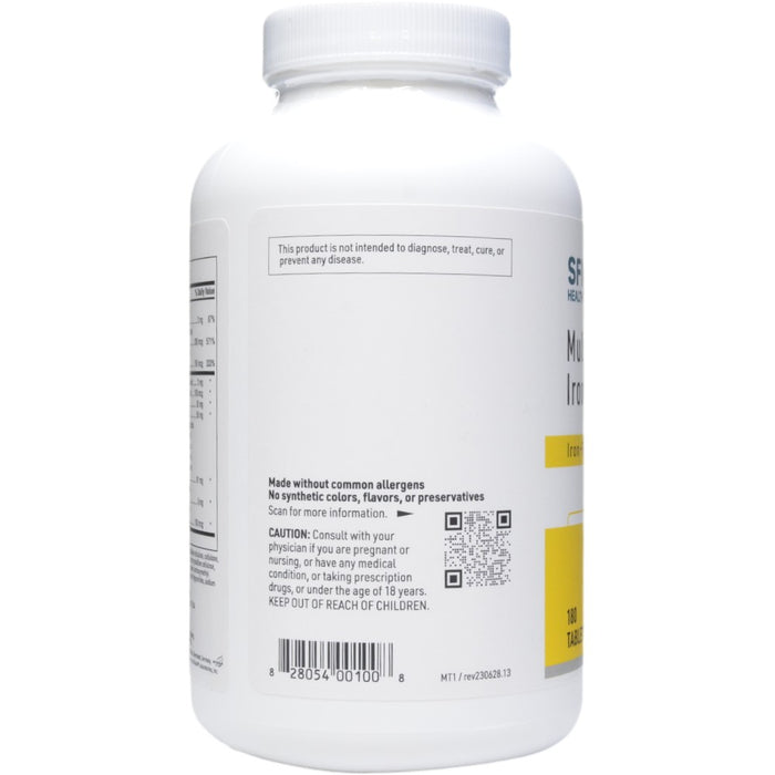 MultiThera 1 Iron-Free 180 tabs by Klaire Labs/SFI Health, bottle label