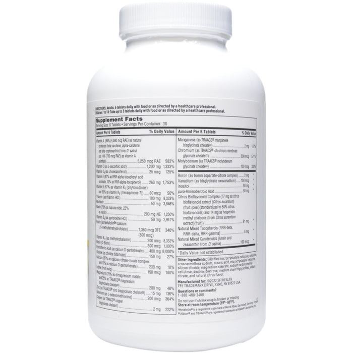 MultiThera 1 Iron-Free 180 tabs by Klaire Labs/SFI Health, Supplement Facts label