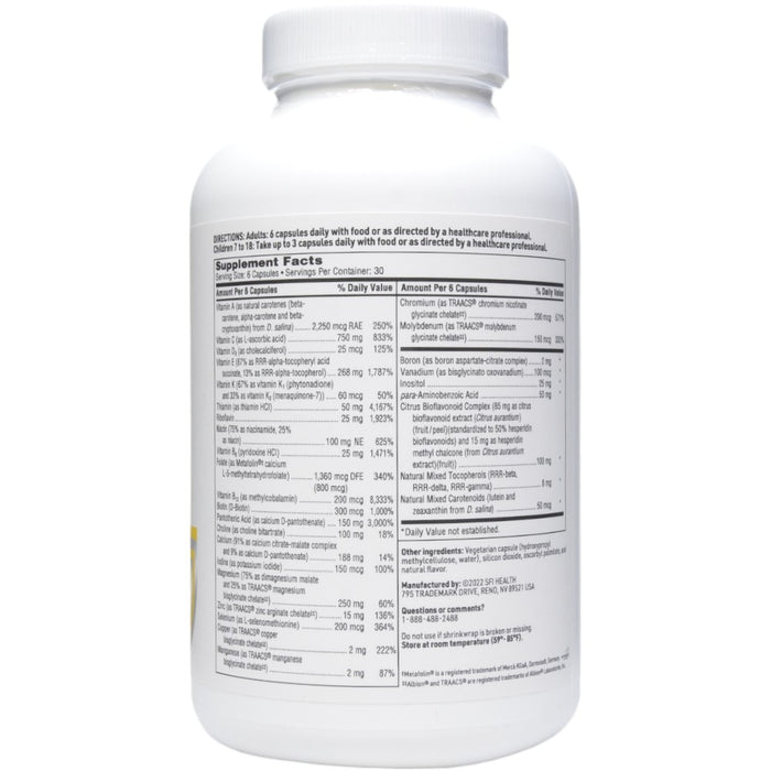 Klaire Labs/SFI Health MultiThera 1 + Vit K 180 capsules supplement facts label
