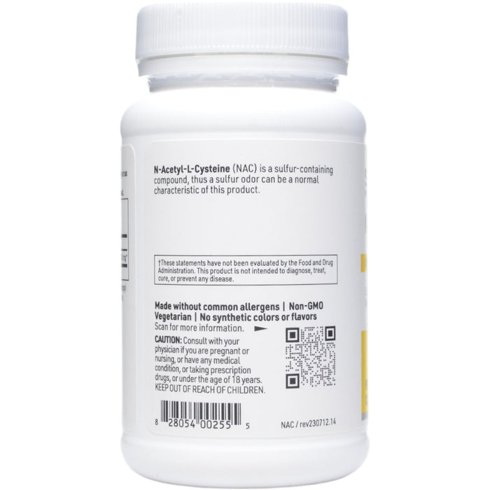 Klaire Labs/SFI Health N-Acetyl-L-Cysteine 500 mg 90 capsules label information panel