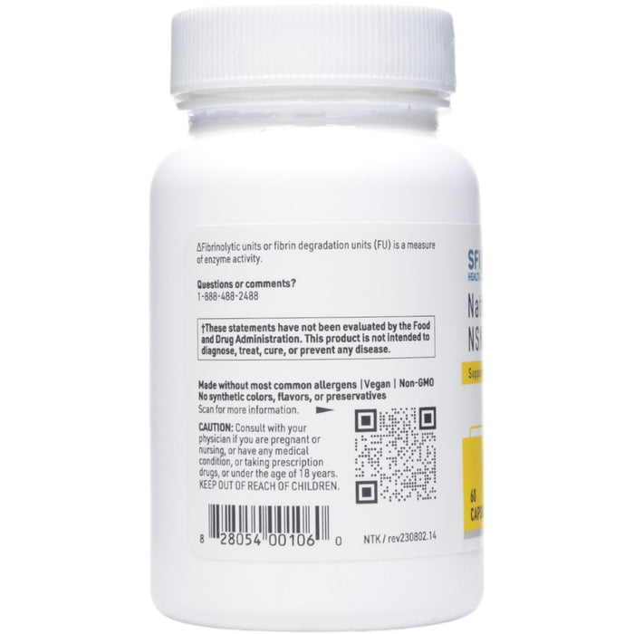 Nattokinase NSK-SD 60 caps by Klaire Labs/SFI Health, bottle label