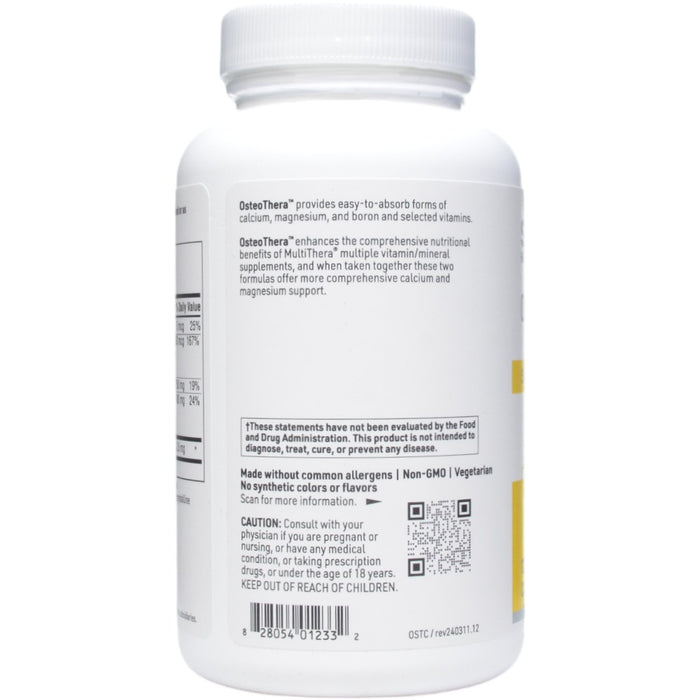 Klaire Labs/SFI Health OsteoThera 120 capsules label information panel