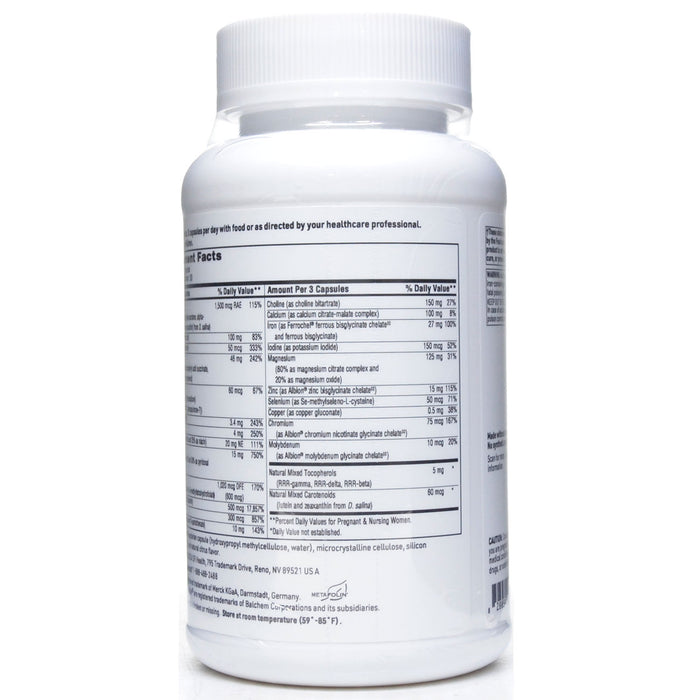 Product label image of Prenatal and Nursing Formula 90 caps By Klaire Labs/SFI Health
