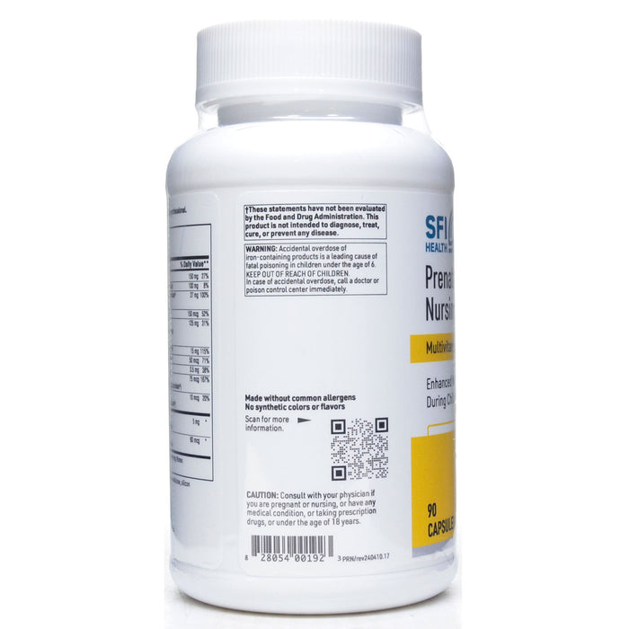 Product label image of Prenatal and Nursing Formula 90 caps By Klaire Labs/SFI Health