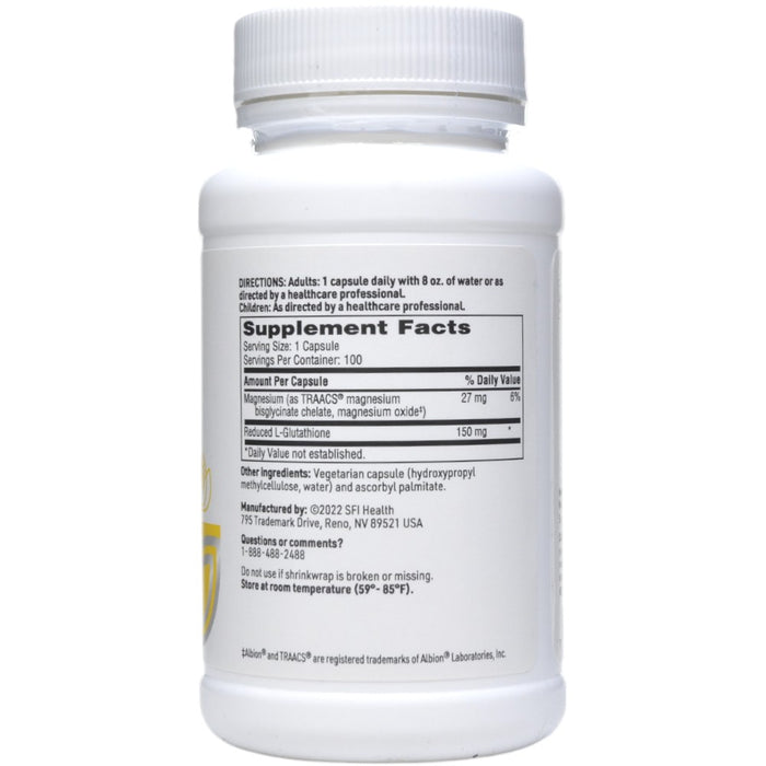Reduced L-Glutathione 150 mg 100 vcaps by Klaire Labs/SFI Health, Supplement Facts label