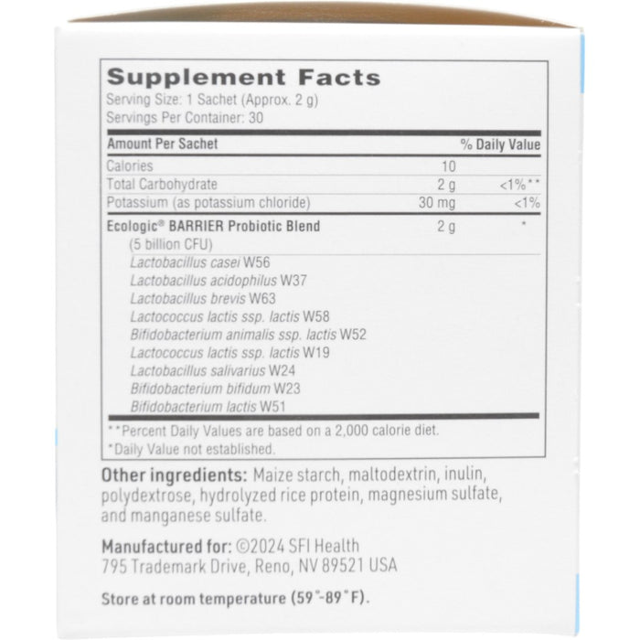 Klaire Labs/SFI Health Target gb-X 30 sachets supplement facts label
