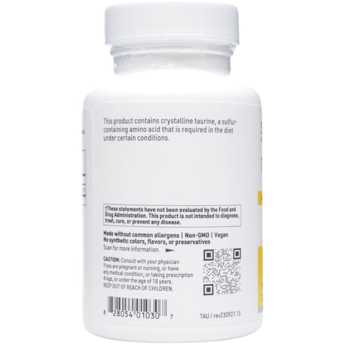 Klaire Labs/SFI Health Taurine 500 mg 100 capsules label information panel