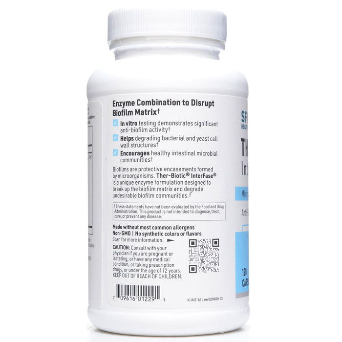 Klaire Labs/SFI Health Ther-Biotic InterFase 120 capsules label information panel