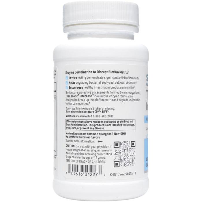 Klaire Labs/SFI Health Ther-Biotic InterFase 60 capsules label information panel